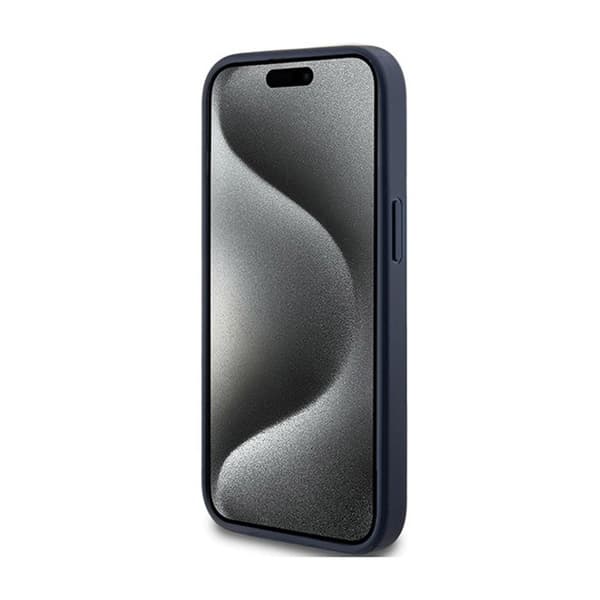 Guess 4G Triangle Metal Logo - Fodral för iPhone 15 Plus (blå)