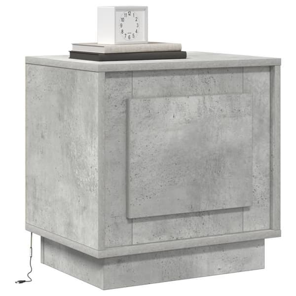 Sängbord - 2 st - Betonggrå - 1 låda - Moderna design - LED Grå