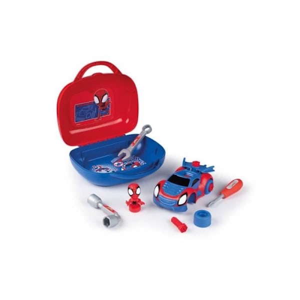 Smoby - Spidey - Gör-det-själv-verktygsfodral för barn - 13 tillbehör - Från 3 år Flerfärgad