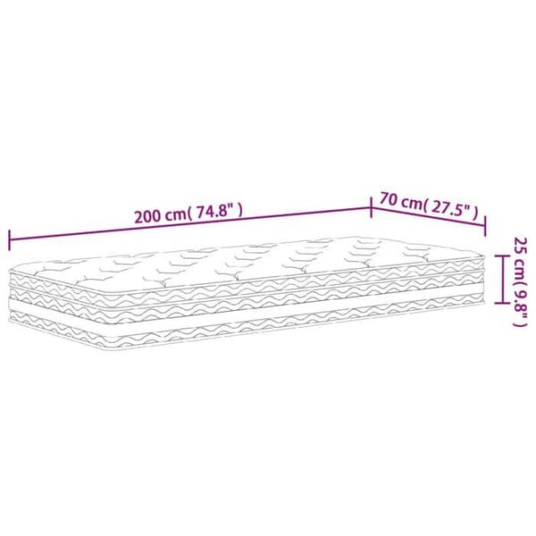 vidaXL Pocket Springmadrass Medium 70x200 cm 372926