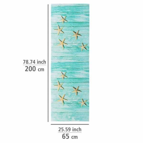 WENKO Mediaster skumbadmatta, halkfri badrumsmatta, Plast, 65x200 cm, Flerfärgad