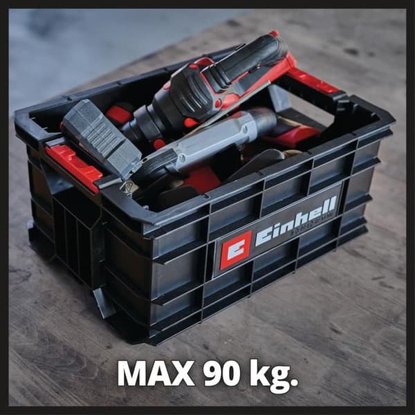Einhell Transportlåda E-Case (90 kg max, E-Case-serien från Einhell, stapelbar, låsbar) röd och svart