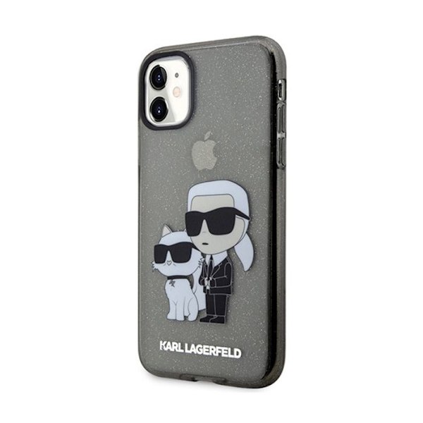 Karl Lagerfeld IML Glitter Karl & Choupette - iPhone 11-fodral (svart)