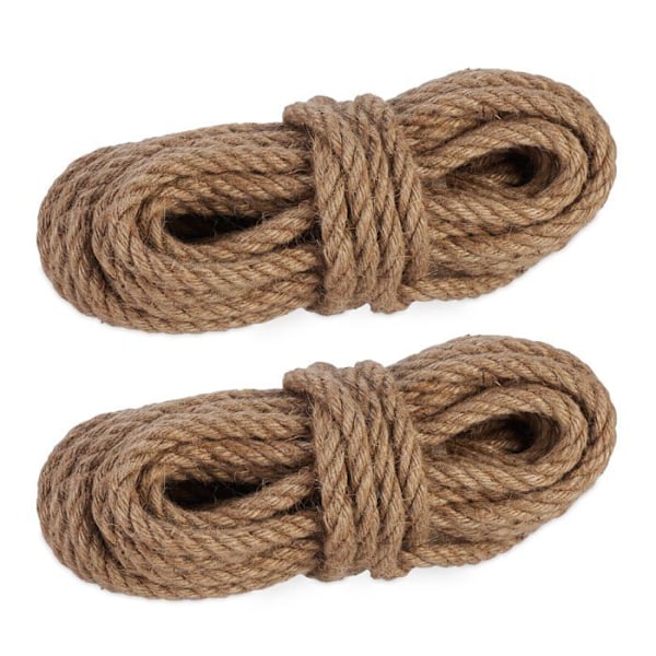 Jute Snöre - Relaxdays - 10046051 - Paket med 2 Stövlar - 10 m var - Biologiskt nedbrytbart - Gör-det-själv ljusbrun
