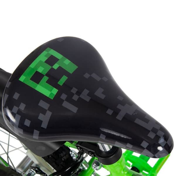 Barncykel - Huffy - Minecraft 16" - Fram- och bakbromsar - Creeper-skylt - Grön