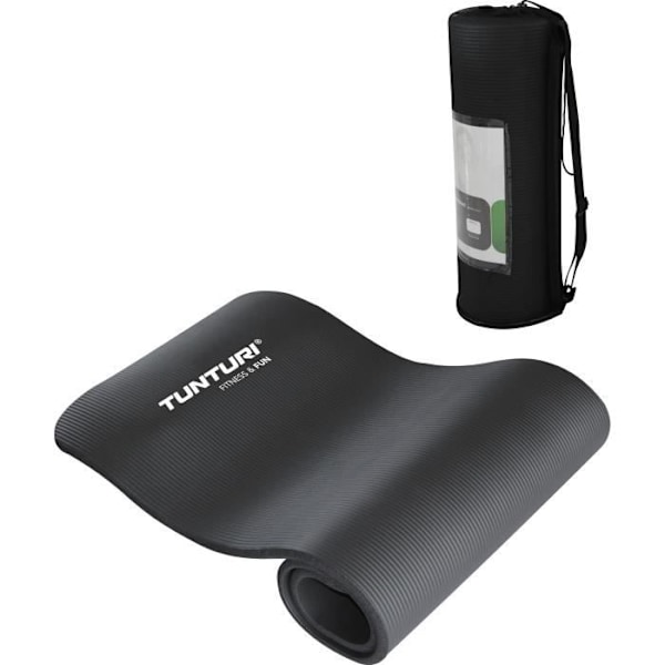 TUNTURI fitnessmatta - Svart NBR - 180 x 60 x 1,5 cm - Mjuk träning - Blandat Svart