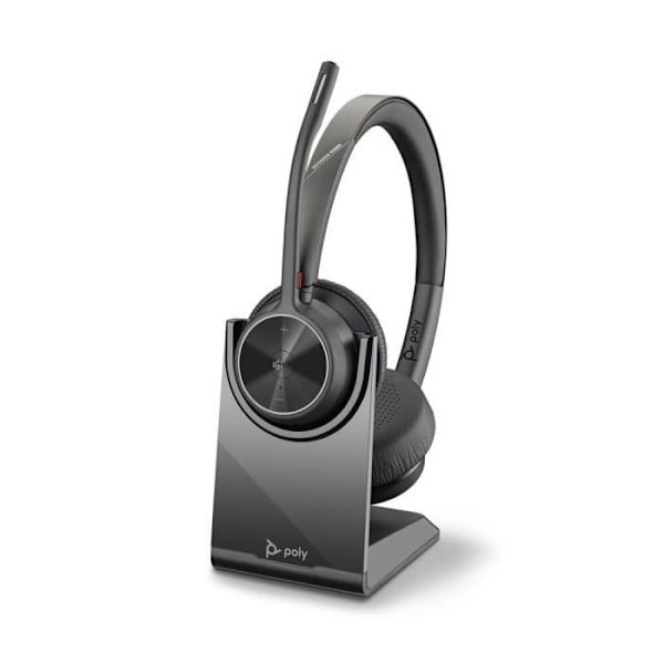 Hörlurar med mikrofon Poly 218479-02 - Pannband, USB C, Svart, Brusreducering, Bluetooth, 24 timmars batteritid