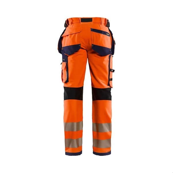 Blaklader 4D stretch arbetsbyxor med hög synlighet fluorescerande orange/marinblå 48