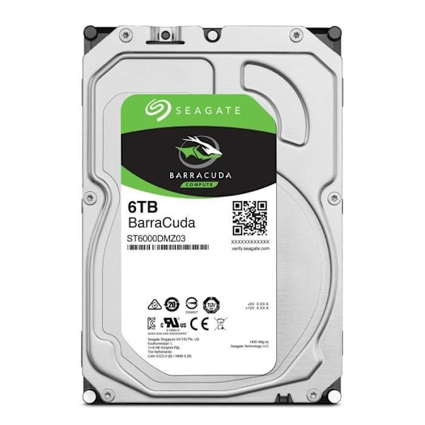 Seagate BarraCuda 6 TB intern hårddisk - 7200 RPM - 64 MB cache - SATA 6 Gb/s