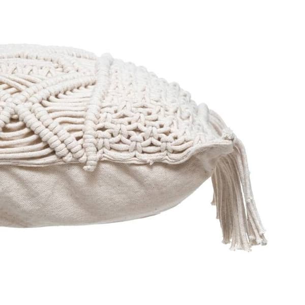 Kudde "Macramé" vit elfenben 30x50cm - Atmosphera Inredningsdesigner Elfenbenvit