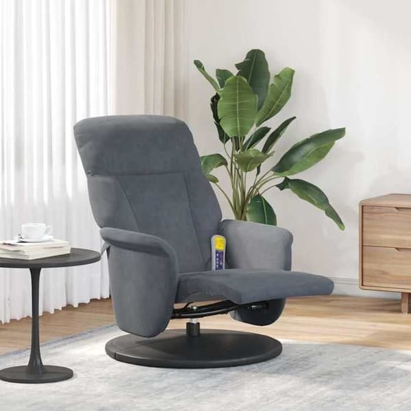 vidaXL Massagefåtölj Fåtölj Mörkgrå sammet 356694