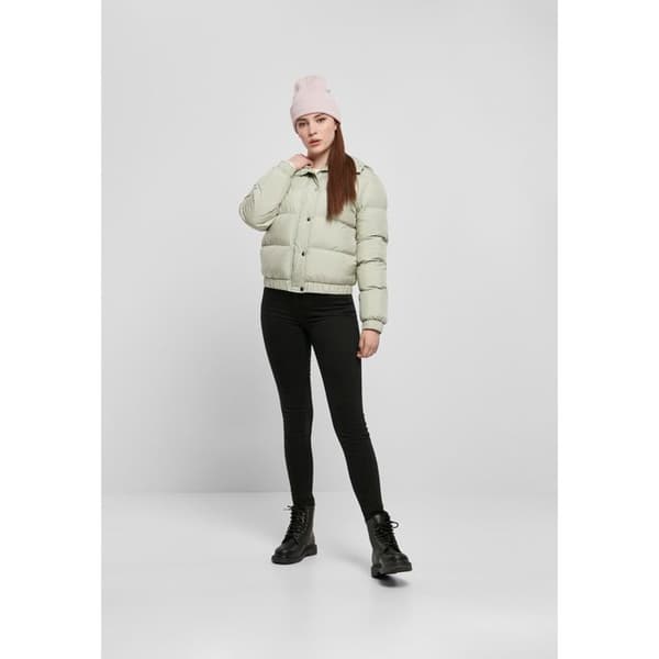 Tjejjacka Urban Classics med huva och vadderad design grön M