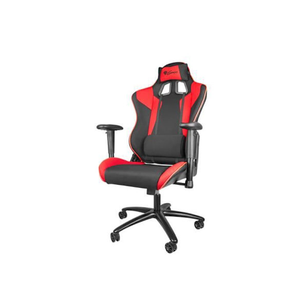 Natec Genesis SX77, PC-spelstol, 150 kg, Vadderat säte, Vadderat ryggstöd, Svart, Röd, Metall