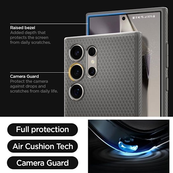 Spigen Liquid Air - Fodral för Samsung Galaxy S24 Ultra (Granitgrå) Grå