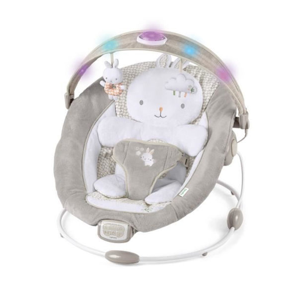 INGENUITY Little Rabbit komfortstol, lysande aktivitetsbåge, avtagbar reducerkudde Grå