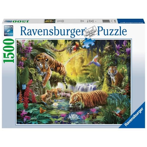 Ravensburger 1500 bitars pussel - Tigrar vid en sjö - Djur - Vuxen Enfärgad