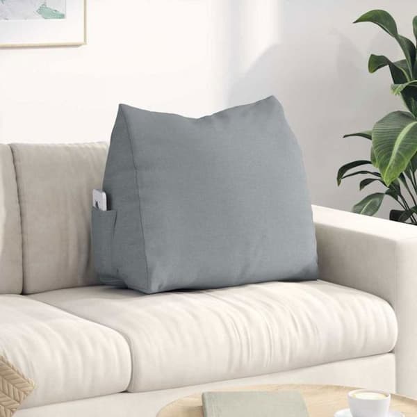Vidaxl ljusgrå ryggkudde 60 x 20 x 50 cm - avtagbart överdrag, polyesterfyllning Ljusgrått