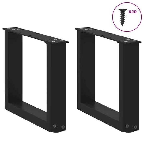 vidaXL U-formade soffbordsben, 2 delar, svart, 40 x (30-31) cm, stål 4013132