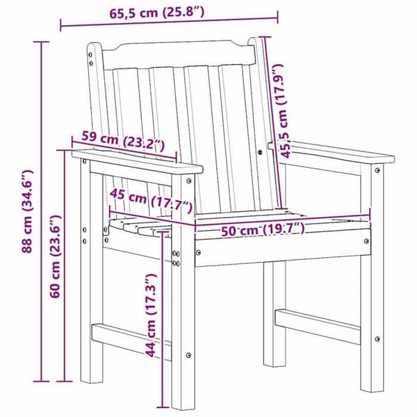 vidaXL Trädgårdsstol. 2 st Vit 65,5 x 59 x 88 cm HDPE 42006604