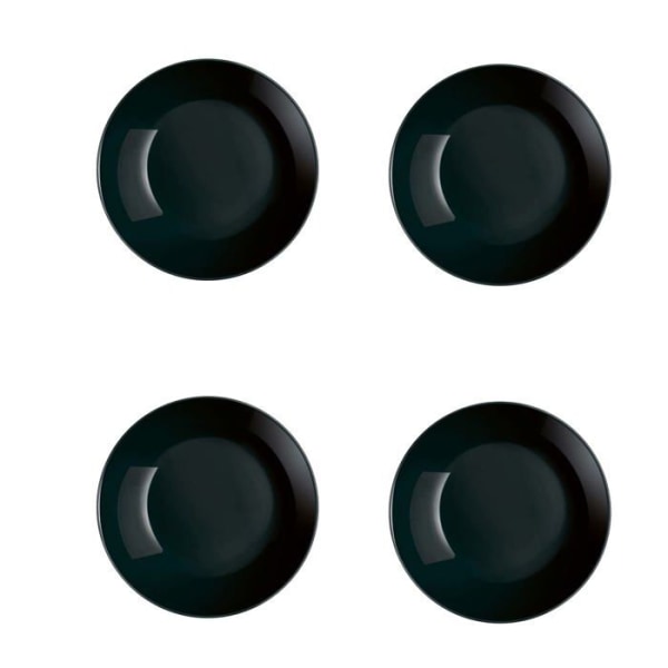 Luminarc Plate - 9420163 - Diwali Black Set med 4 djupa glasplattor 20cm svart