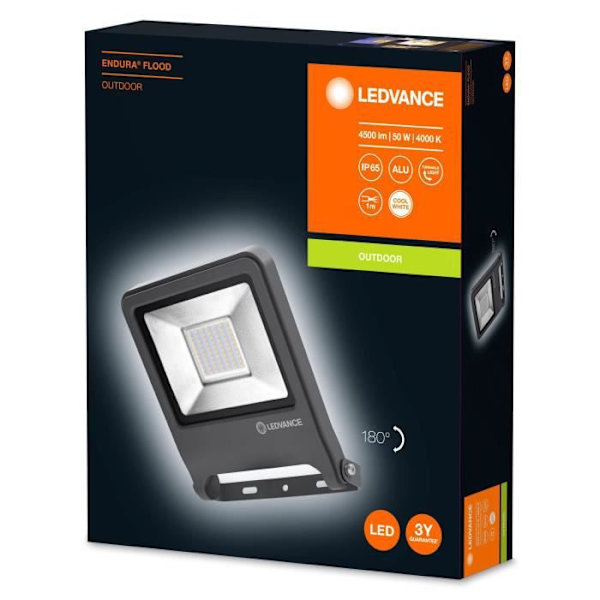 ENDURA FLOOD Floodlight 50w = 4500lm â€ “Grå - Cool White Mörkgrå