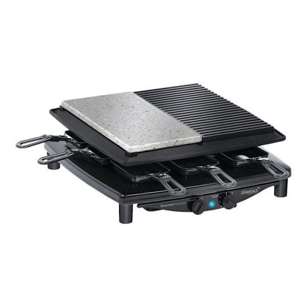 Raclette/grill/grillsten - STEBA - RC 4 plus - 8 personer - 1450 Watt - Non-stick beläggning Svart