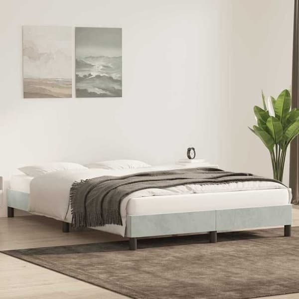 vidaXL Sängram utan madrass ljusgrå 140x220 cm sammet 4101403 Grå