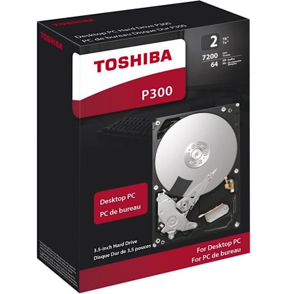 TOSHIBA - Intern hårddisk - P300 - 2TB - 7200 rpm - 3,5" Retail Box (HDWD120EZST)