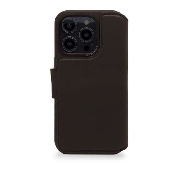 iPhone 14 Pro skyddsfodral - AVKODAD - Avtagbar folio - Brunt glänsande läder kastanj