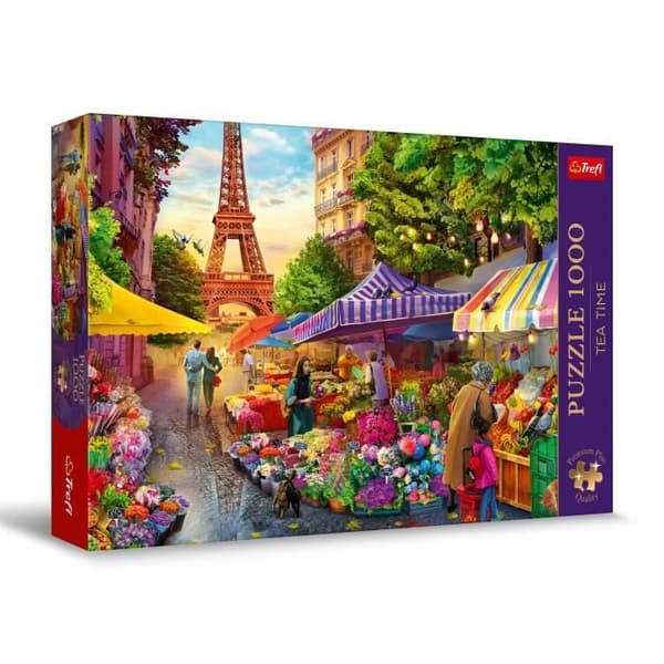 TREFL Pussel 1000 bitar Premium – Te Tid: Blommarknad, Paris