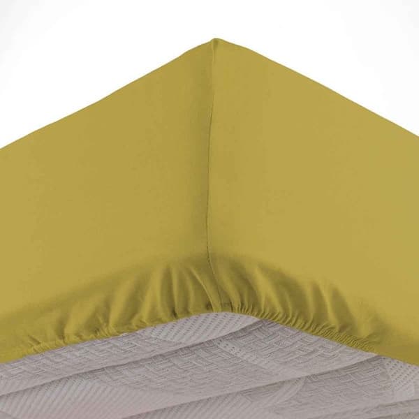 Drap Housse i Bomull "Linette" 160x200cm Gul Gul