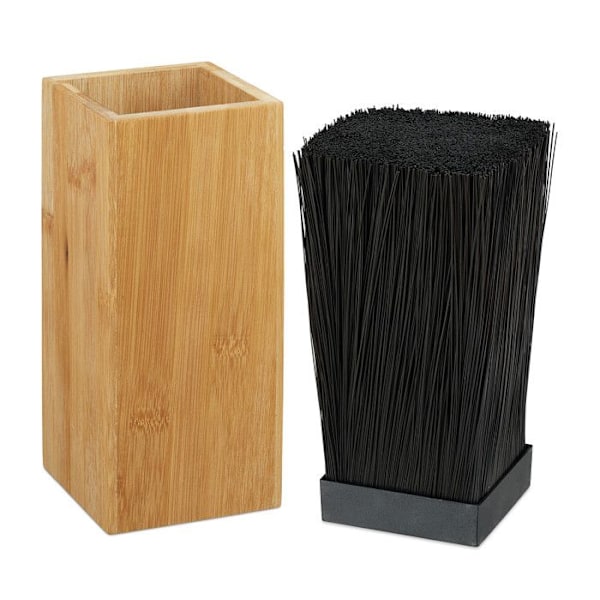 Relaxdays Knivförvaring, bambu, ogarnad, med infällning i plaststänger, universell, 23x10,5x10,5 cm, natur ljusbrun, svart