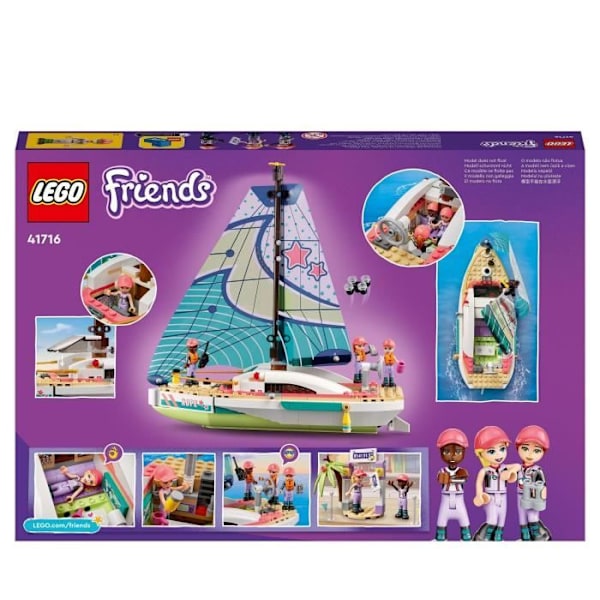 LEGO 41716 Friends Stephanies äventyr till sjöss, leksaksbåt och drönare, resa med minidockor, barn från 7 år Flerfärgad