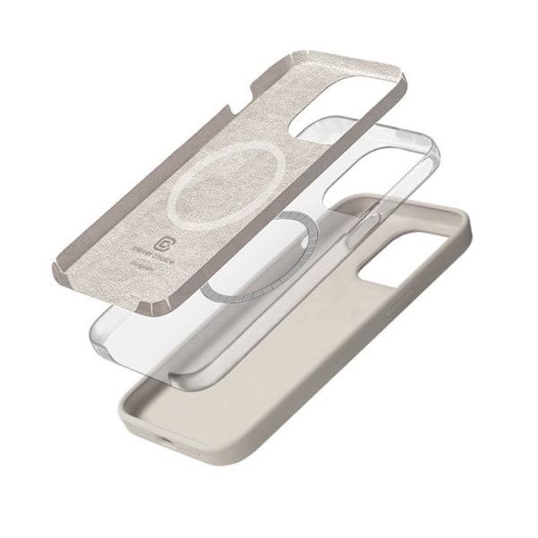 Telefonfodral - Crong - iPhone 15 Pro - Beige Sten - N52-magneter - Matt yta Sten beige