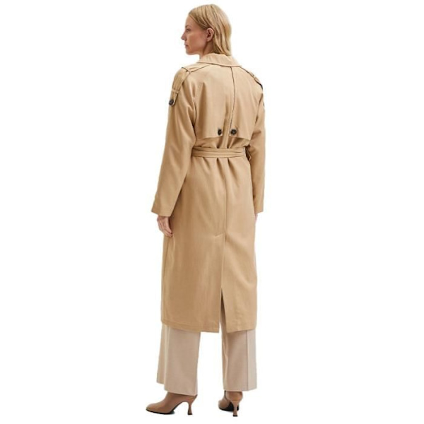 SELECTED dubbelknäppt trenchcoat för kvinnor - majsstjälk - storlek 44 - hackslag - knytbälte Majsstjälk 38