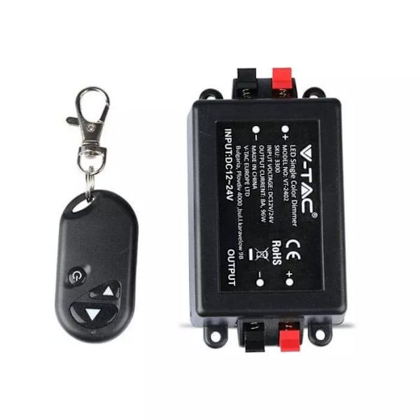 LED-dimmer - V-TAC - Fjärrkontroll - Svart - Inomhus - 8A 12V