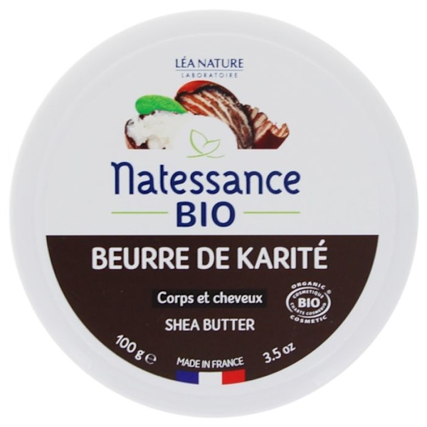Karitésmör - NATESSANCE - 100g - Eco - Utan doft - Rikt på essentiella fettsyror