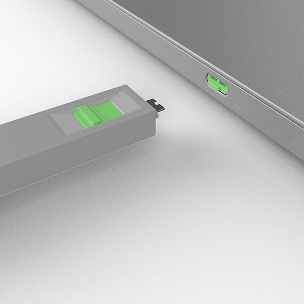 LINDY USB Typ C Port Blocker Kit med nyckel och 4 lås, grön