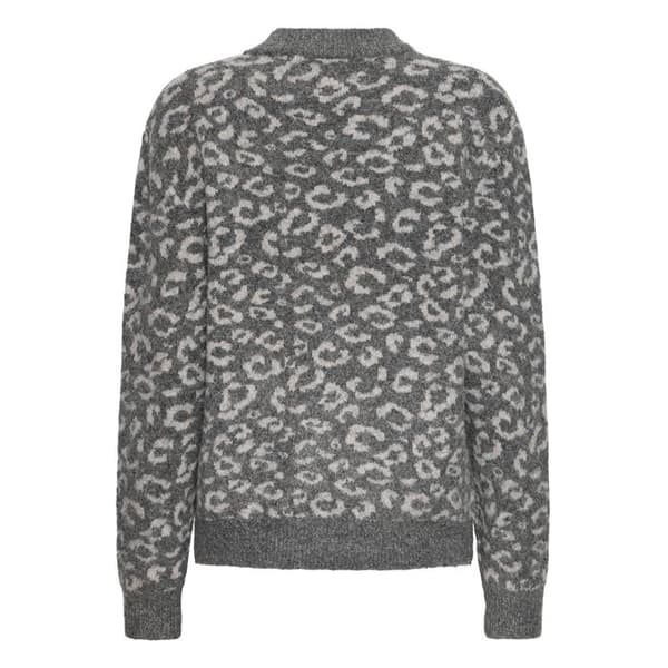 Rundhalsad tröja dam Pulz Jeans Artha grått djur M