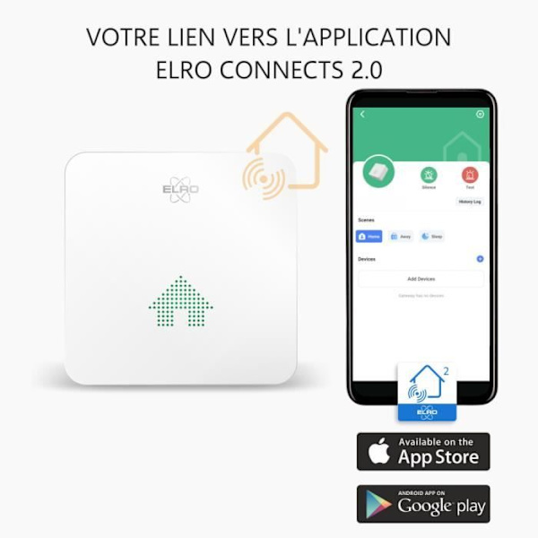 ELRO Connects SF500S Smoke Detector Kit - Komplett Kit K2 Connector + 3x trådlöst Smoke Detector Kit - Meddelar via smartphone Vit