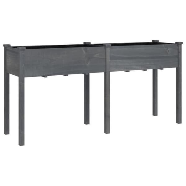 vidaXL Planter med grå foder 161x45x76 cm massiv granträ 364238