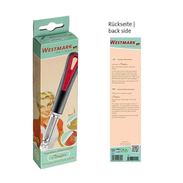 Westmark - 6046RT60 - Retro-Tomfix Tomat- och Kiwiskalare i PP/TPE/Aluminium, Svart/Silver, 18,5 x 2,2 x 1,8 cm