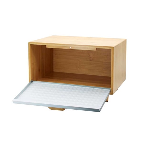 Brödbehållare - CHLEBAK - 4251 - Bambuträ - Stål - Modern design Vit