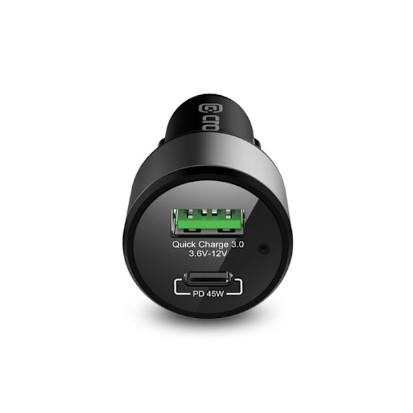 USB-bil laddare Crong Power 63WC PD 45W + USB QC 3.0 18W (svart)
