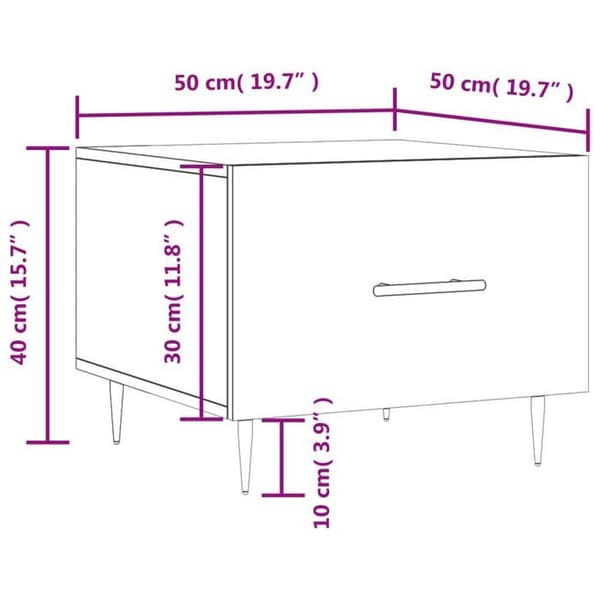 vidaXL Soffbord 2 st Rökt Ek 50x50x40 cm Konstruerat trä 829375