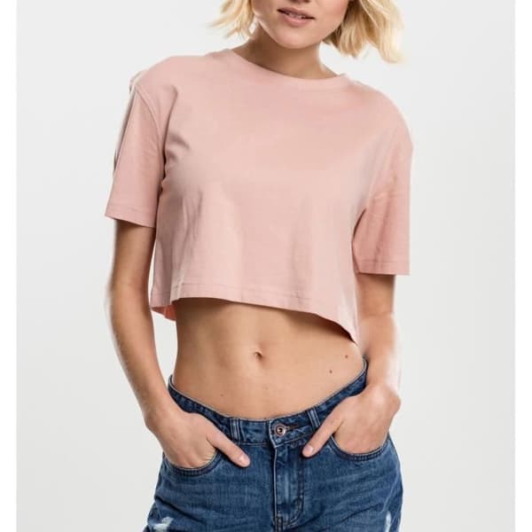 Topp - URBAN CLASSICS - Kort Oversized - 100% bomull - Rosa - Dam Ros M