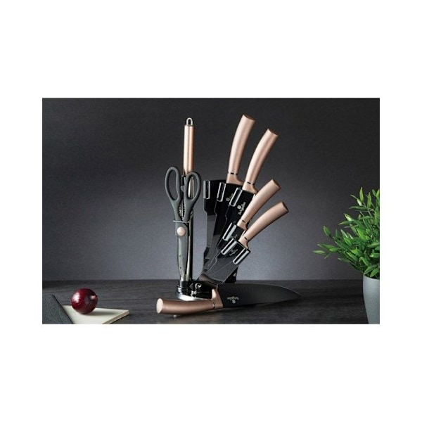 Professionell köksknivset av rostfritt stål kockkniv Santoku 8 delar Berlinger Haus roséguld 23734 Svart
