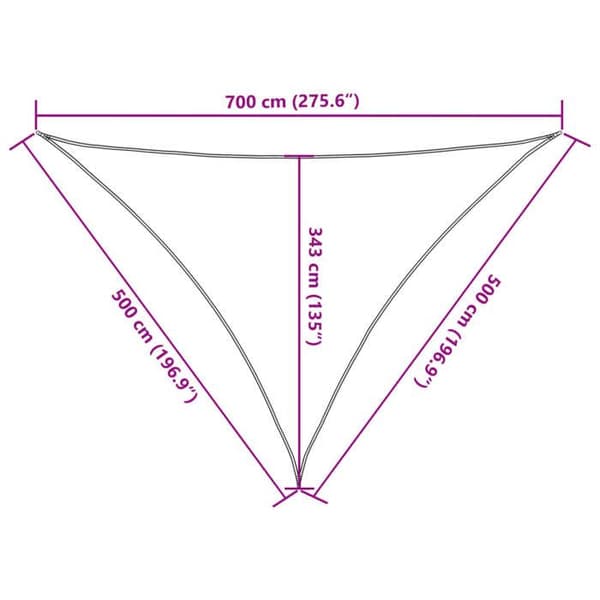 vidaXL Skuggduk vit 7x5x5 m 100 % polyester oxford 4001005