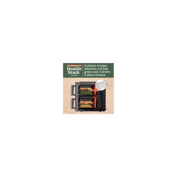 NINJA luftfritösk - Double Stack XL SL400EU - Kapacitet 9,5L - 6 matlagningsprogram - 2470W Grå