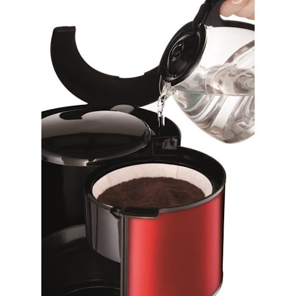 MOULINEX Subito Filter kaffebryggare Röd, 1,25L, 10-15 koppar, Vridbar filterhållare FG360D11 Röd